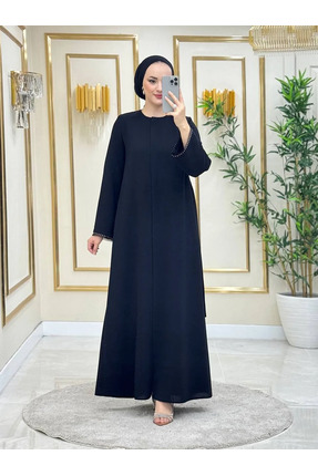 ENDAMLI Kemer Detaylı Kol Aksesuarlı Ferace 2169 Siyah