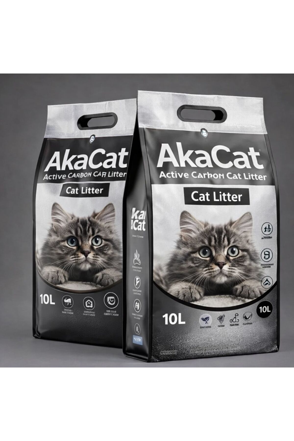 AKACAT Premium Karbonlu Topaklanan Kedi Kumu 2X10 Lt 20 LT