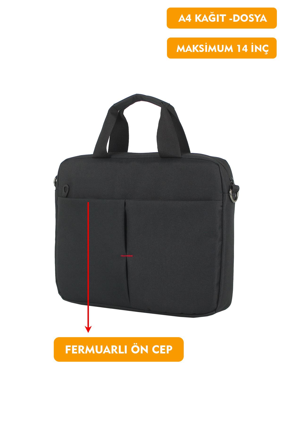 Dada  13,3"-14" inç Laptop Evrak Çantası Tablet A4 Kağıt ve Dosya Uyumlu Darbe Emici Koruma Omuz Askılı - Görsel 7