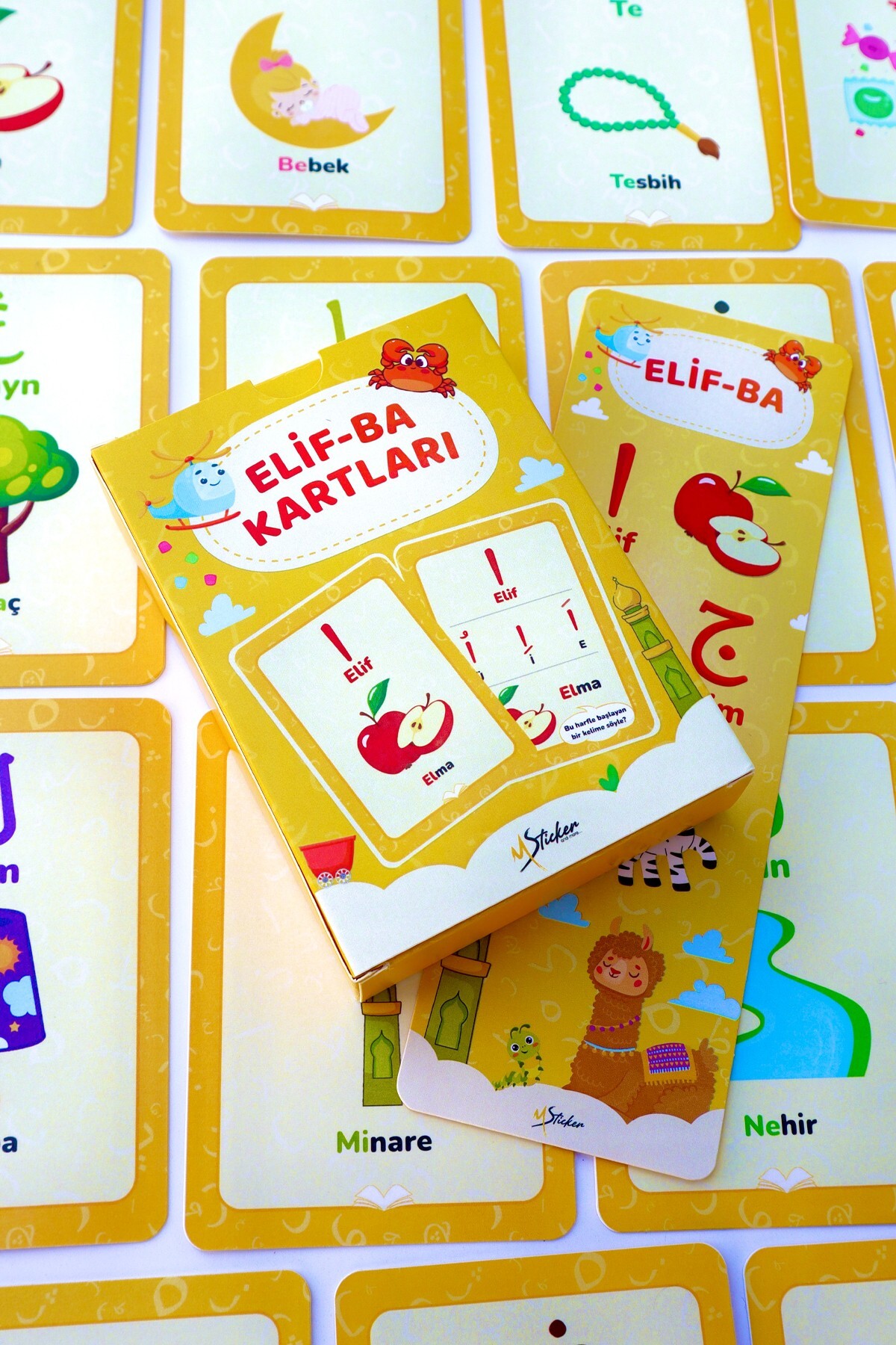 MSticker Elif-Ba Kartları | Çocuklar İçin Eğlenceli ve Kolay Elifba Öğrenme Seti - 29 Kart ve Özel Kutulu fotoğrafı 3 (önizleme)