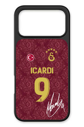 Galatasaray iPhone 17 Pro Uyumlu Mauro Icardi 3. Forma İmzalı Cam Lisanslı Te...