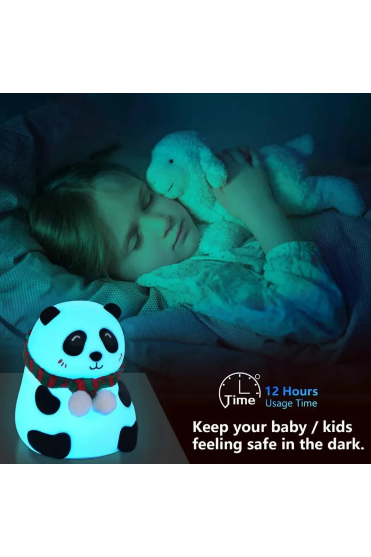 Manessa Renk Değiştiren Şirin Panda Figürlü Şarjlı Pofuduk LED Gece Lambası-Bebek Çocuk Odası fotoğrafı 2 (önizleme)