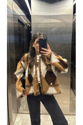 DOQU MILANO ÖZEL ÜRETİM BAKLAVA DESENLİ SAKALLI DÜĞMELİ YUMOŞ TRİKO HIRKA