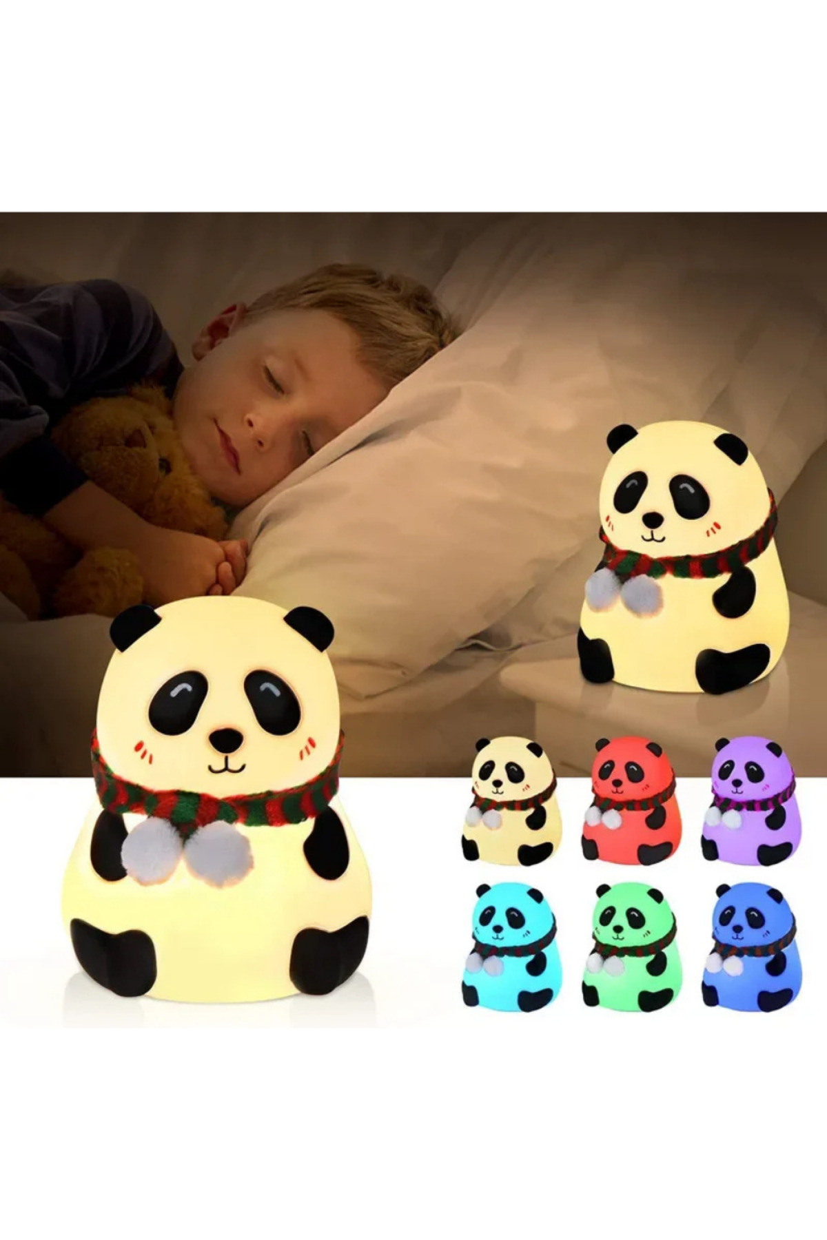 Manessa Renk Değiştiren Şirin Panda Figürlü Şarjlı Pofuduk LED Gece Lambası-Bebek Çocuk Odası fotoğrafı 4 (önizleme)