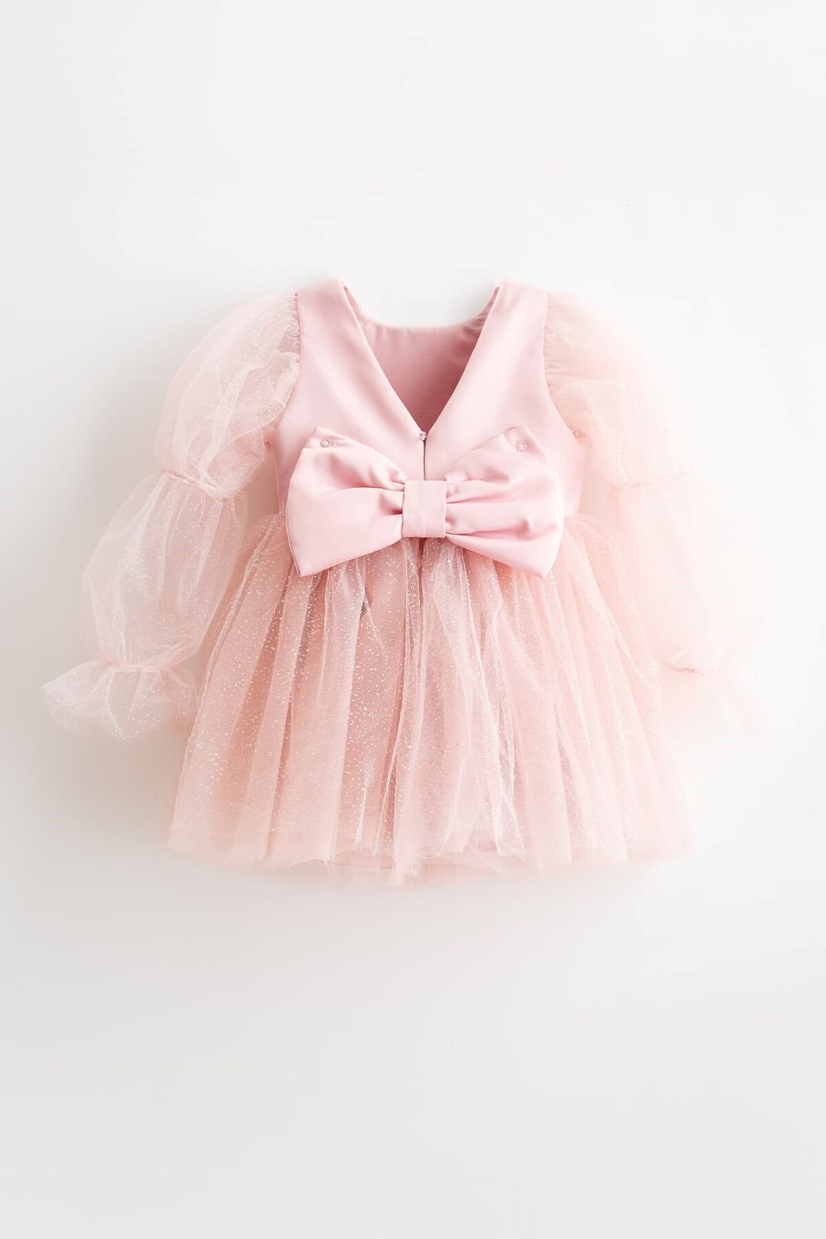 Banamio Pearlie Büzgü Kollu Simli Tül Kız Çocuk Elbise fotoğrafı 2 (önizleme)