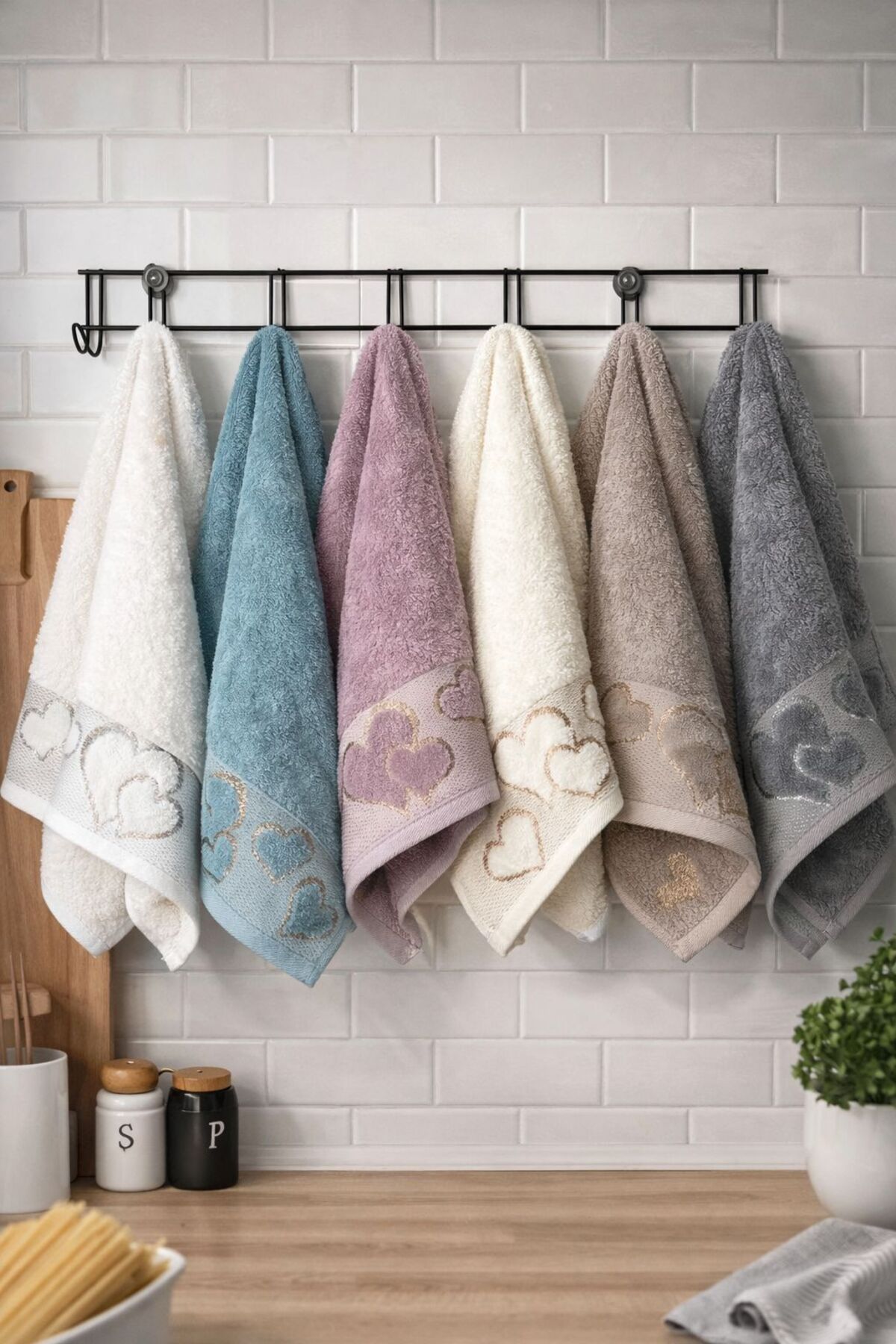 Mela Home Кухонний рушник з серцем 30*50 см, 6 штук - Рушник для рук і обличч...