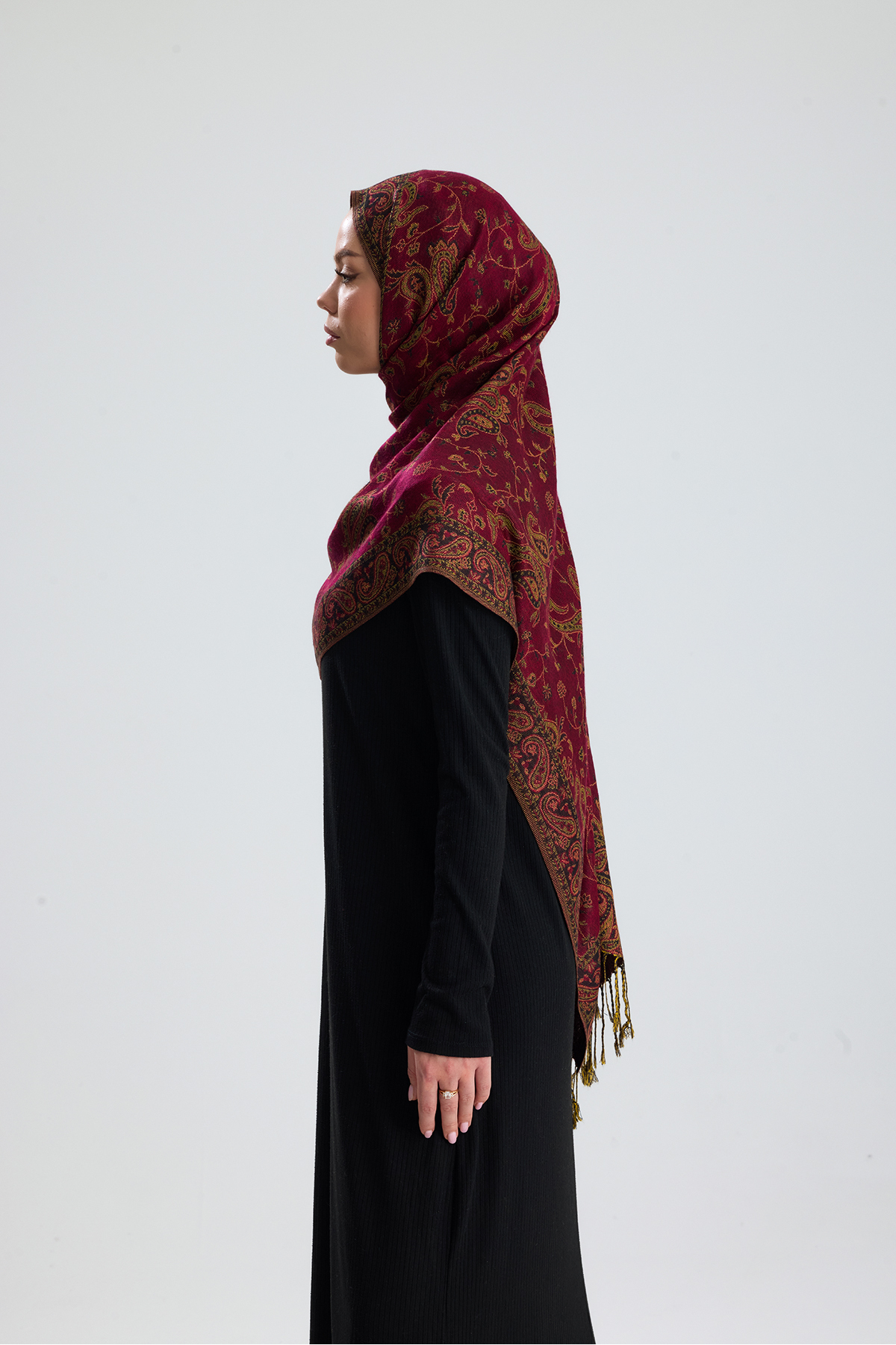 CHALE  Royale Passage Serisi - Cashmere Collection / Ottoman Rose Dokuma Kaşmir Şal - Görsel 4