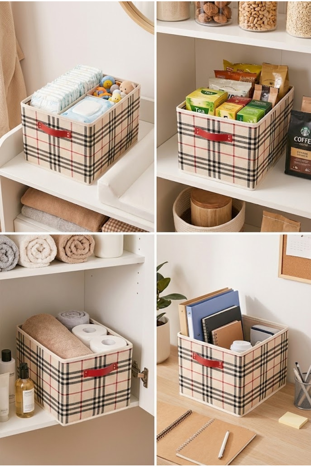 10 Adet Dolap Raf Düzenleyicisi Desenli KulpLu Organizer 45x24.20