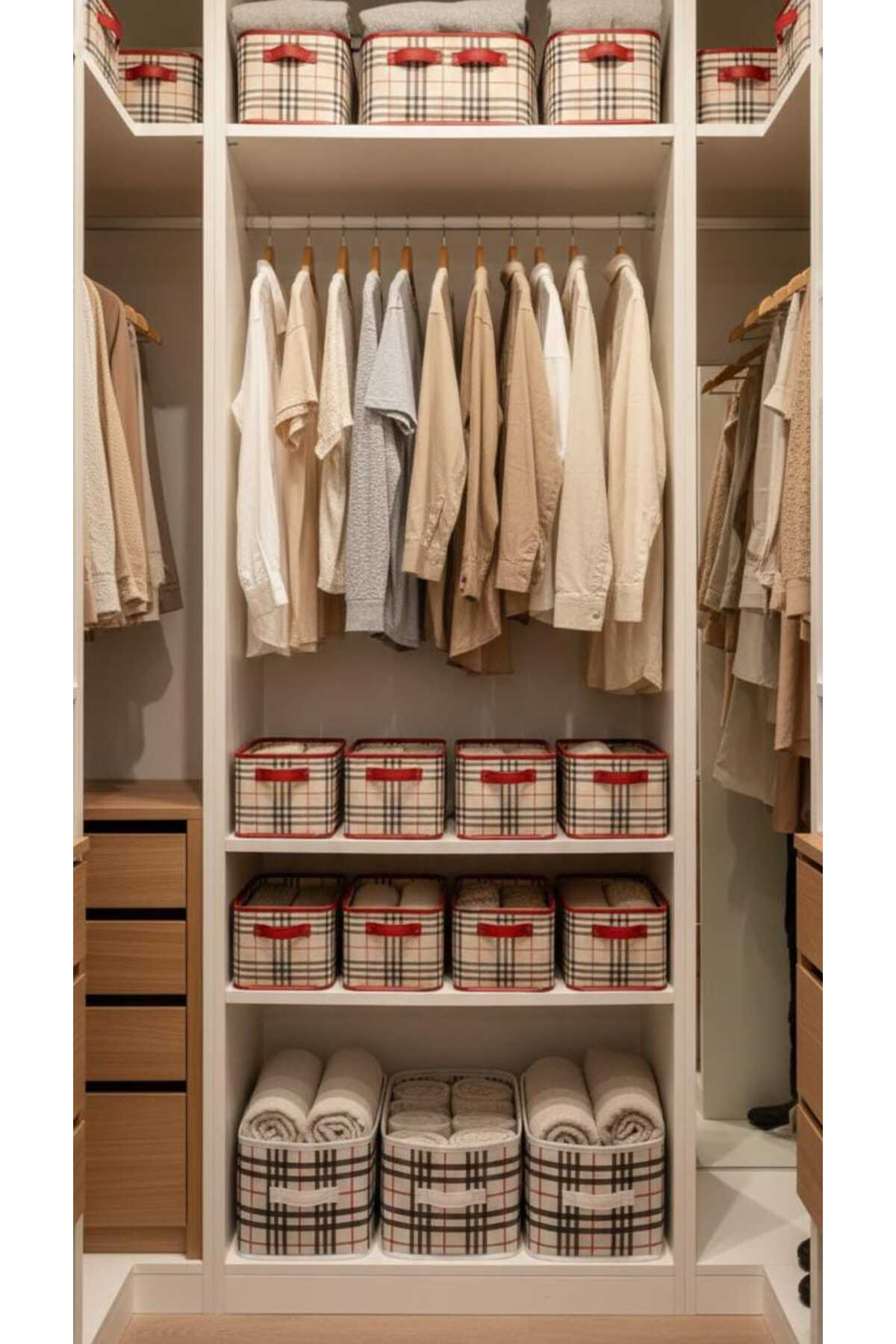 2 Adet Dolap Raf Düzenleyicisi Desenli KulpLu Organizer 45x24.20