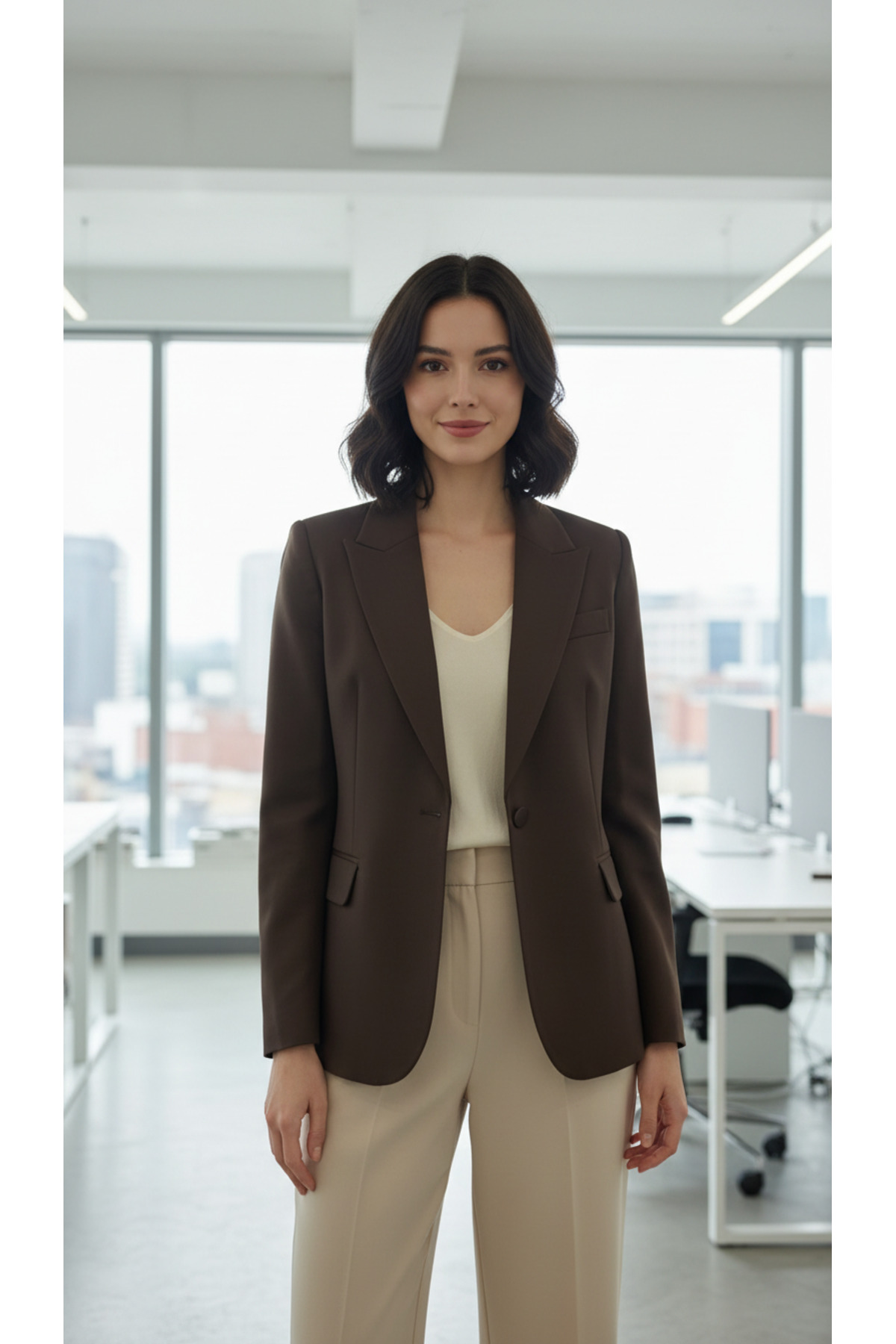 Volanlı  Kruvaze Yaka Ceket - Görsel 3