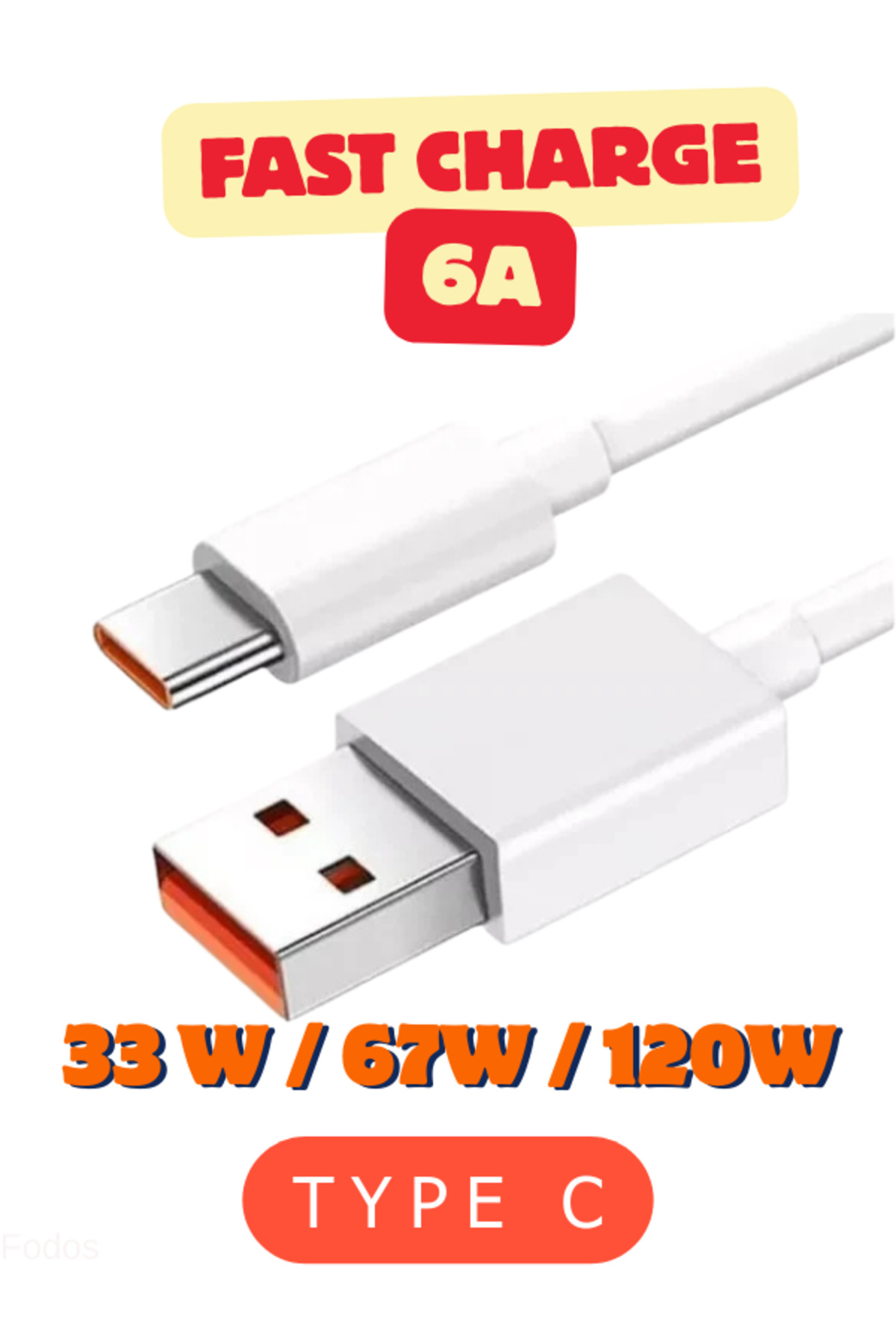 Vivo Y04 / Y11s / Y15s / Y16 / Y17s / Y18 / Y19s 6a Type C Compatible Vivo Fast Charging Cable