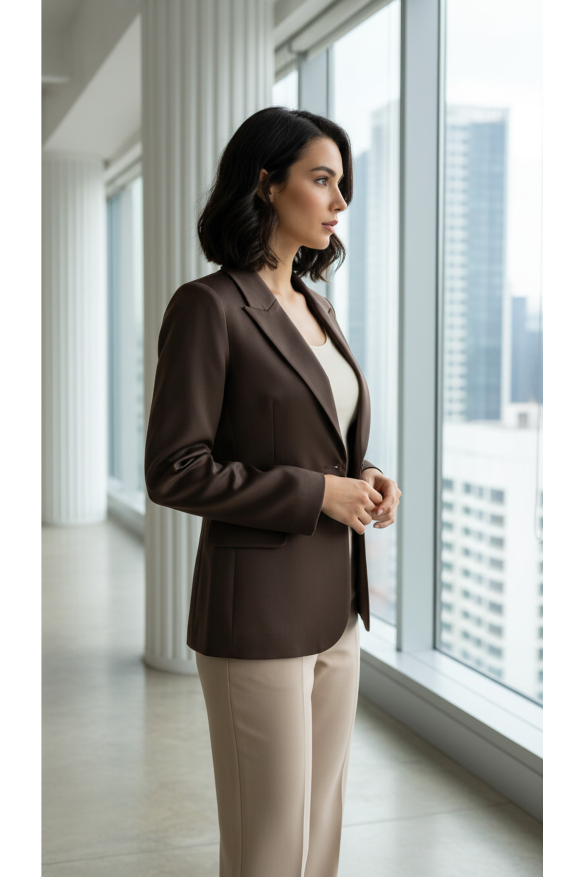 Volanlı  Kruvaze Yaka Ceket - Görsel 2