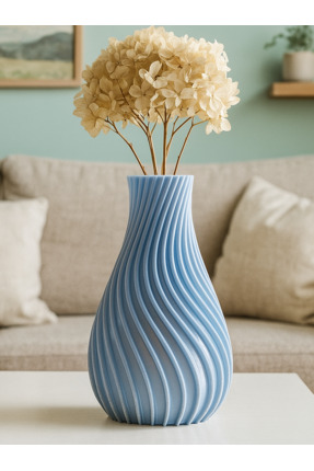NorthEdge3D Modern Spiral Tasarımlı 3D Baskı Dekoratif Vazo – 18 cm