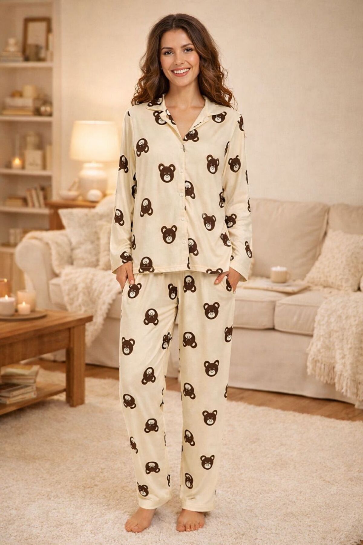 bake SÜET KADIN PIJAMA TAKIMI