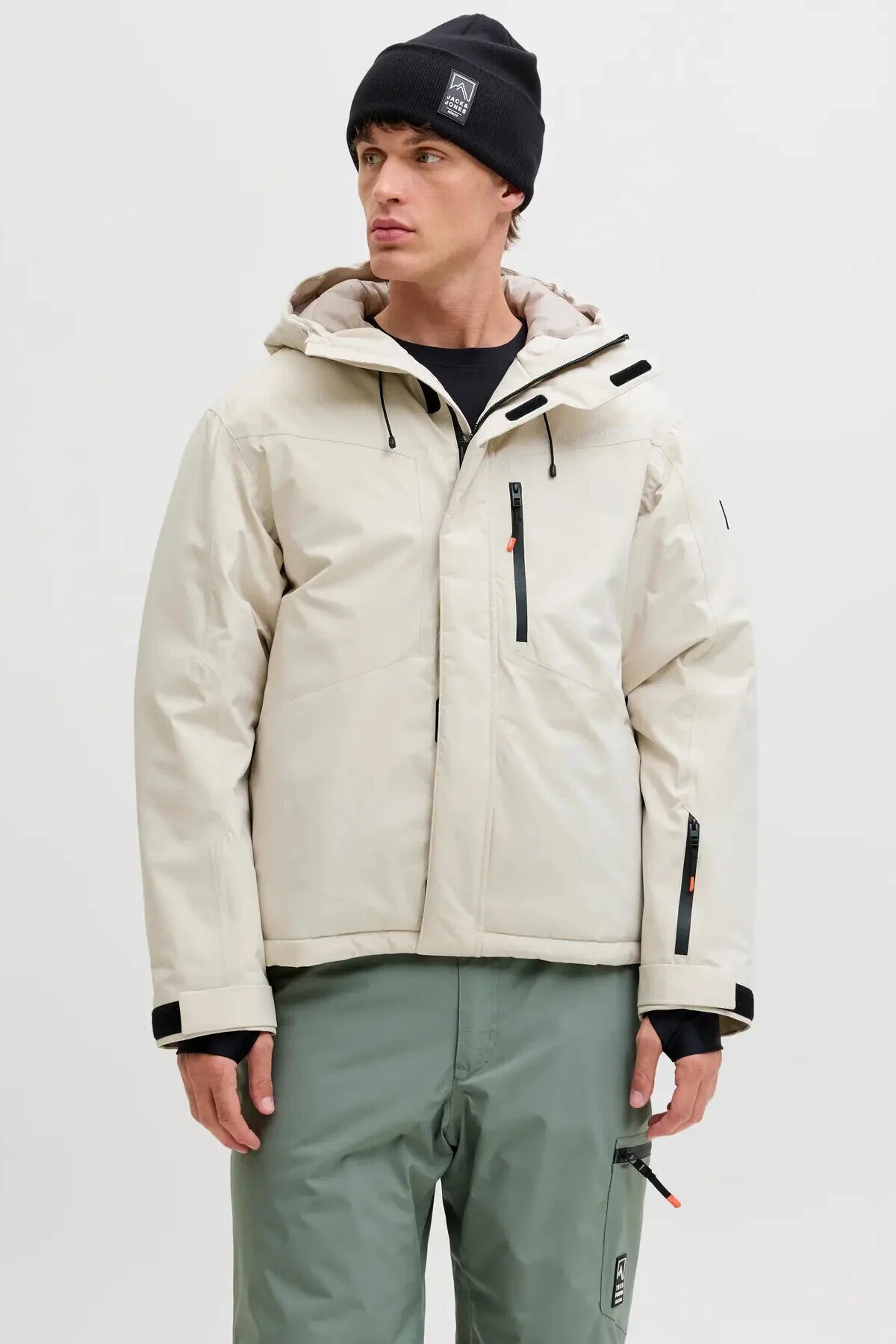 کاپشن اسکی مردانه Jjalpes مدل AW25 بژ، کد 12284649-Silverlin جک اند جونز کت Jack & Jones