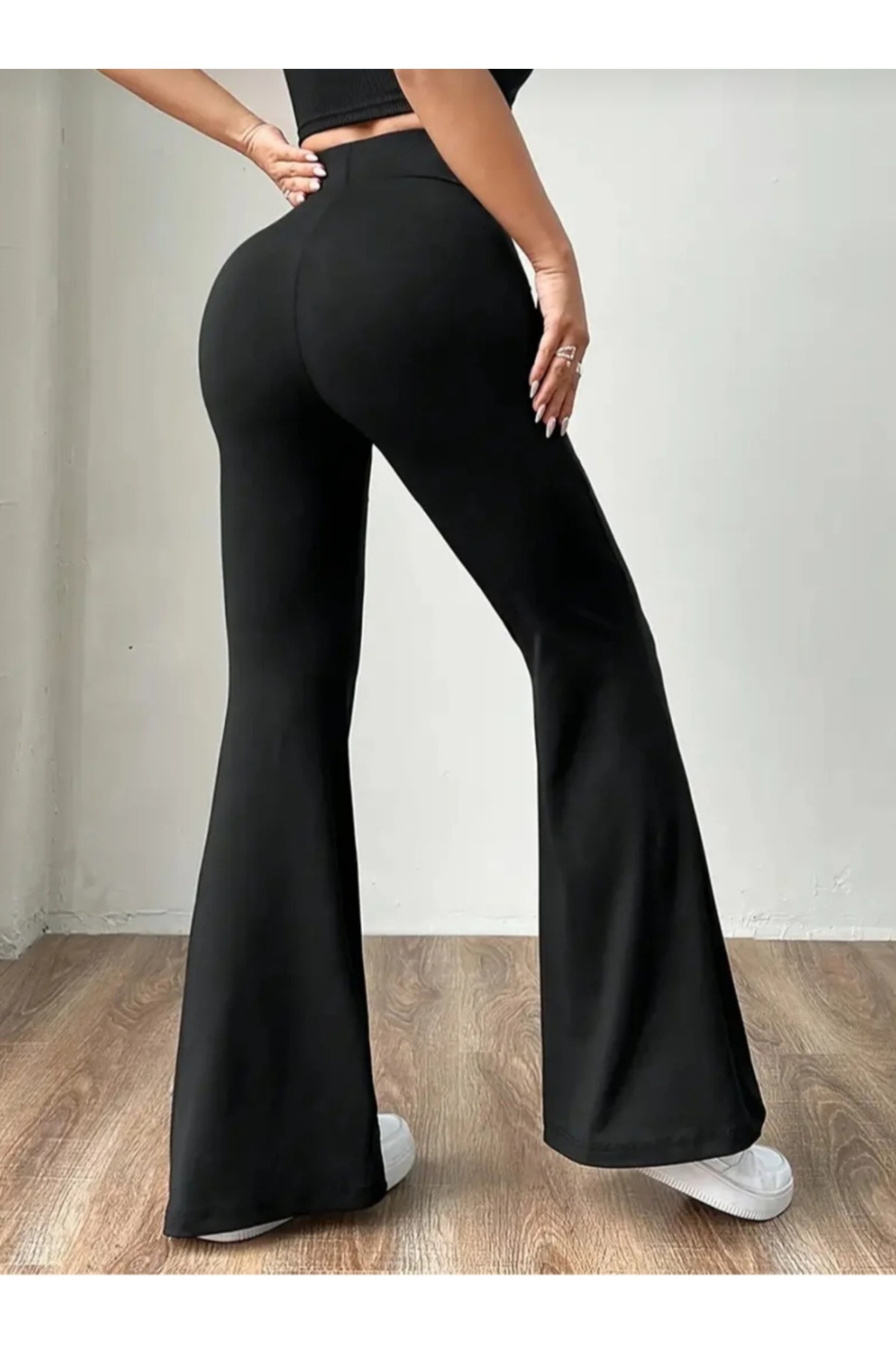 MAROVOAY  İspanyol paça yüksek bel likralı tayt pantolon - Görsel 4