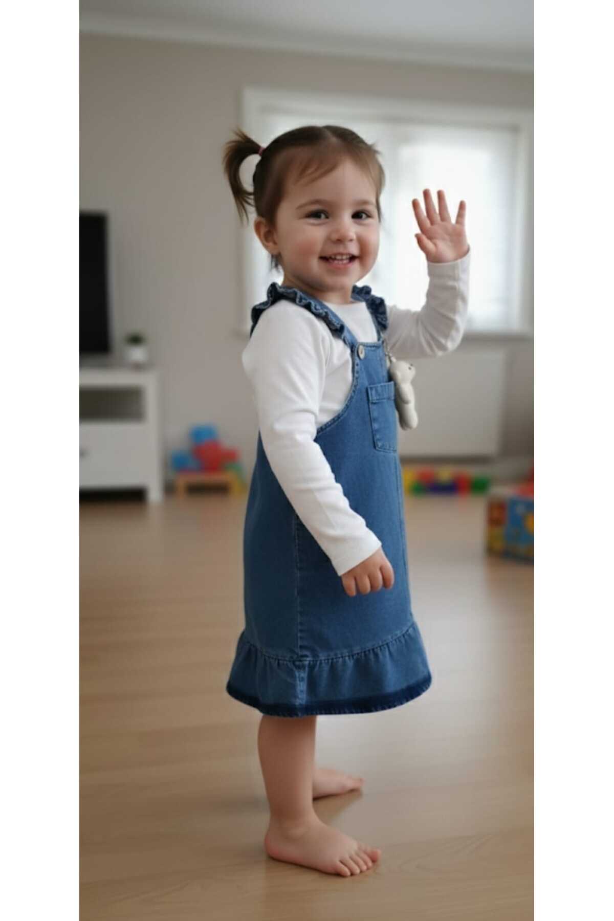 Kidzes BAYRAMLIK YUMUŞAK KOT %100 PAMUKLU BADİLİ SALOPET ELBİSE (OYUNCAK AYICIK HEDİYELİ) fotoğrafı 4 (önizleme)