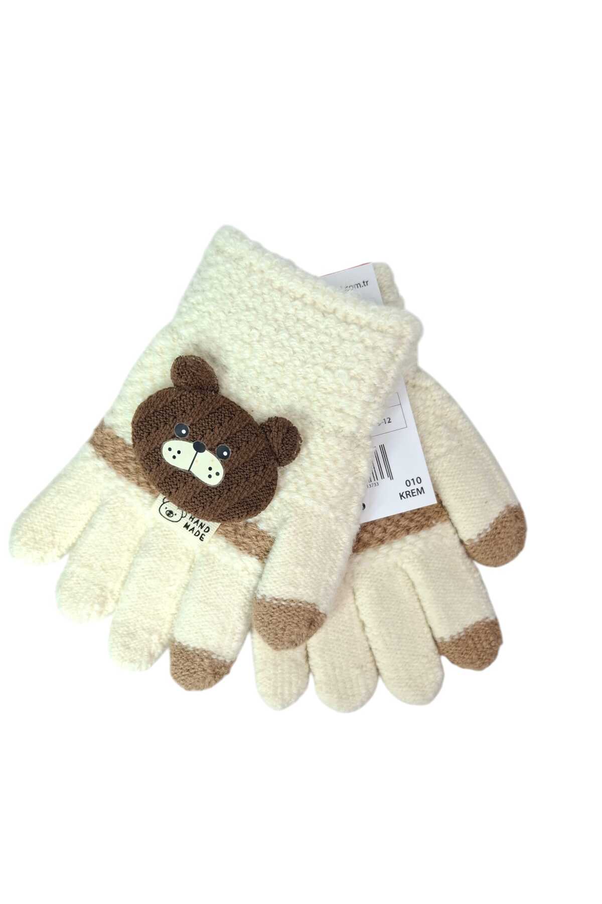 Kitti Spteks 3-6 Yaş Erkek Çocuk Krem Renk Ayıcık Figürlü Kışlık Örme Eldiven fotoğrafı 2 (önizleme)