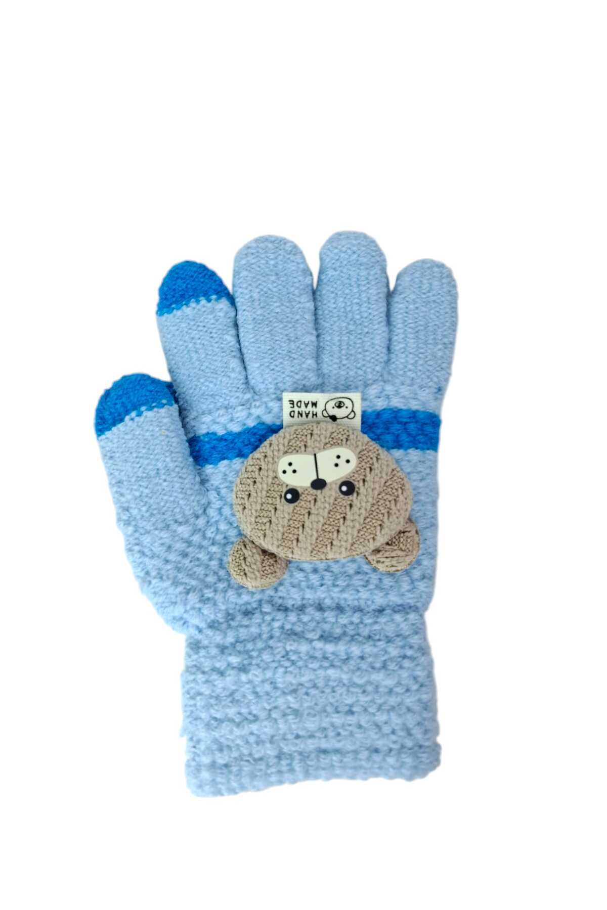 Kitti Spteks 3-6 Yaş Erkek Çocuk Bebek Mavisi Renk Ayıcık Figürlü Kışlık Örme Eldiven fotoğrafı 3 (önizleme)