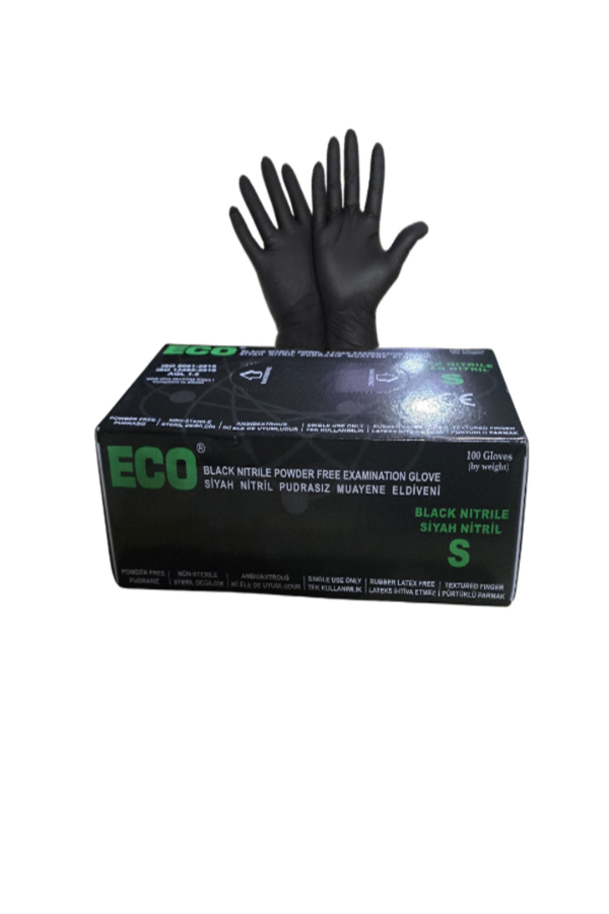 alp reklam Eco Non Steril Nitril Siyah Muayene Eldiveni S (Pk 100