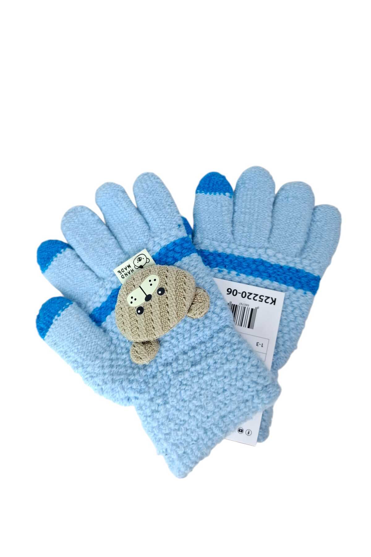 Kitti Spteks 3-6 Yaş Erkek Çocuk Bebek Mavisi Renk Ayıcık Figürlü Kışlık Örme Eldiven fotoğrafı 5 (önizleme)