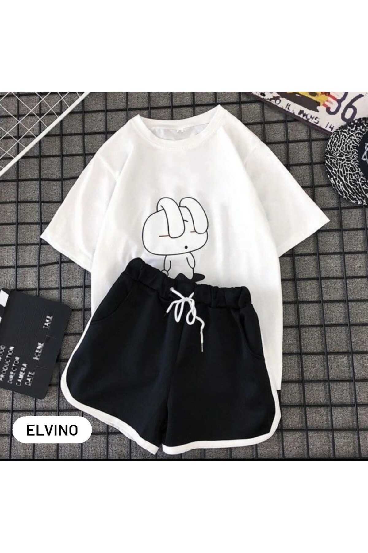 Sleepy Rabbit Printed Shorts Casual Suit