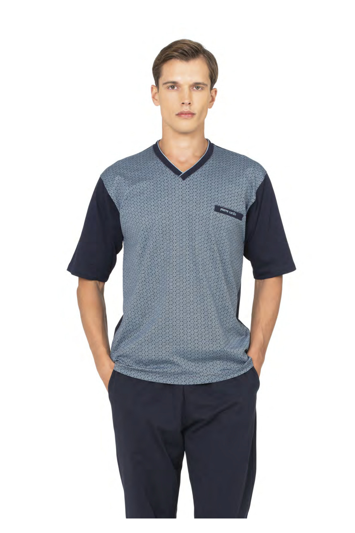 ست پیژامه و لباس خواب مردانه راسته فاق نرمال آستین کوتاه | پیر کاردین Pierre Cardin VR.P61.C34.Y01 - تصویر 3