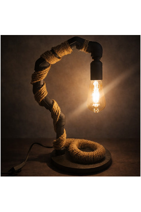 Vinora light studio Endüstriyel Halatlı Masa Lambası | El Yapımı Dekoratif Ma...