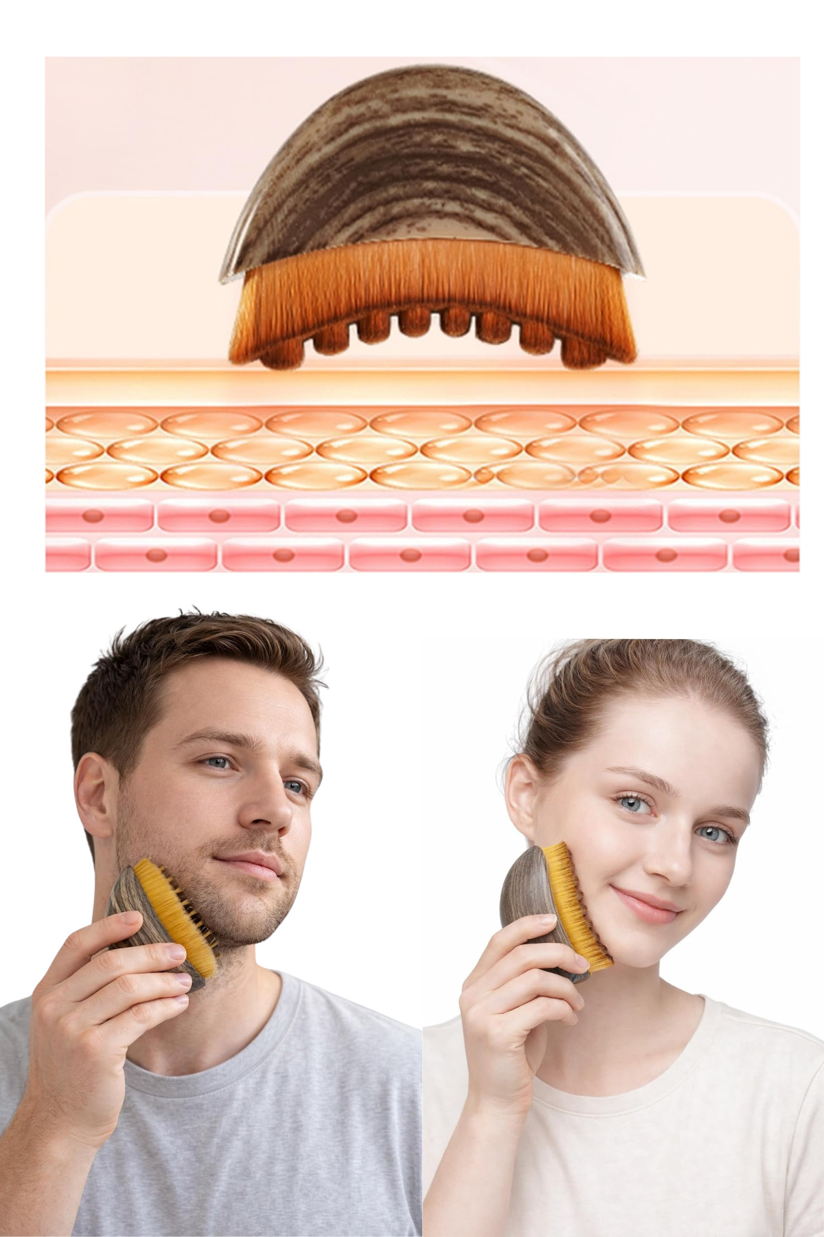 PREMIUM 2'li Yüz Masaj Fırçası, Yüz Bakım ve Masaj Aparatı, Sıkılaştırıcı Masaj Fırçası — قهوه‌ای 63RJ63JR6 — تصویر 6 از 9