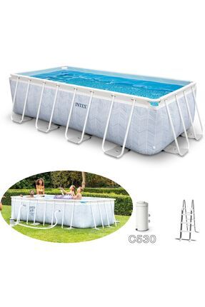 Intex 26780 400x200x100cm Dikdörtgen Prefabrik Havuz Seti 220v Filtreli