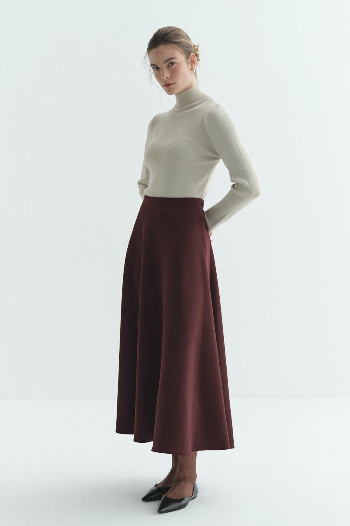 Merve Gültekin  Scuba Etek Bordo - Görsel 3