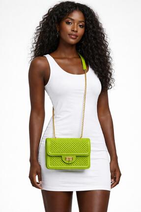 Karşıyaka Bijuteri Silikon Mini Zincir Askılı Kadın Omuz ve El Çantası