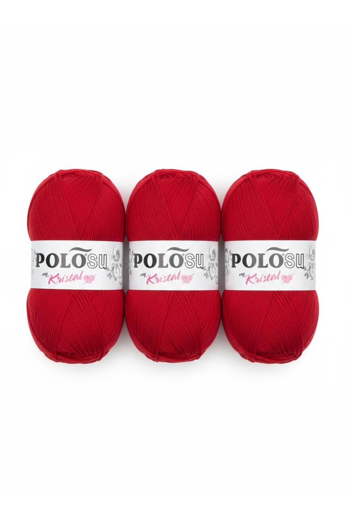 My Crystal Fiber Hand Knitting Rope No:133 RED (3-Pack Advantage)