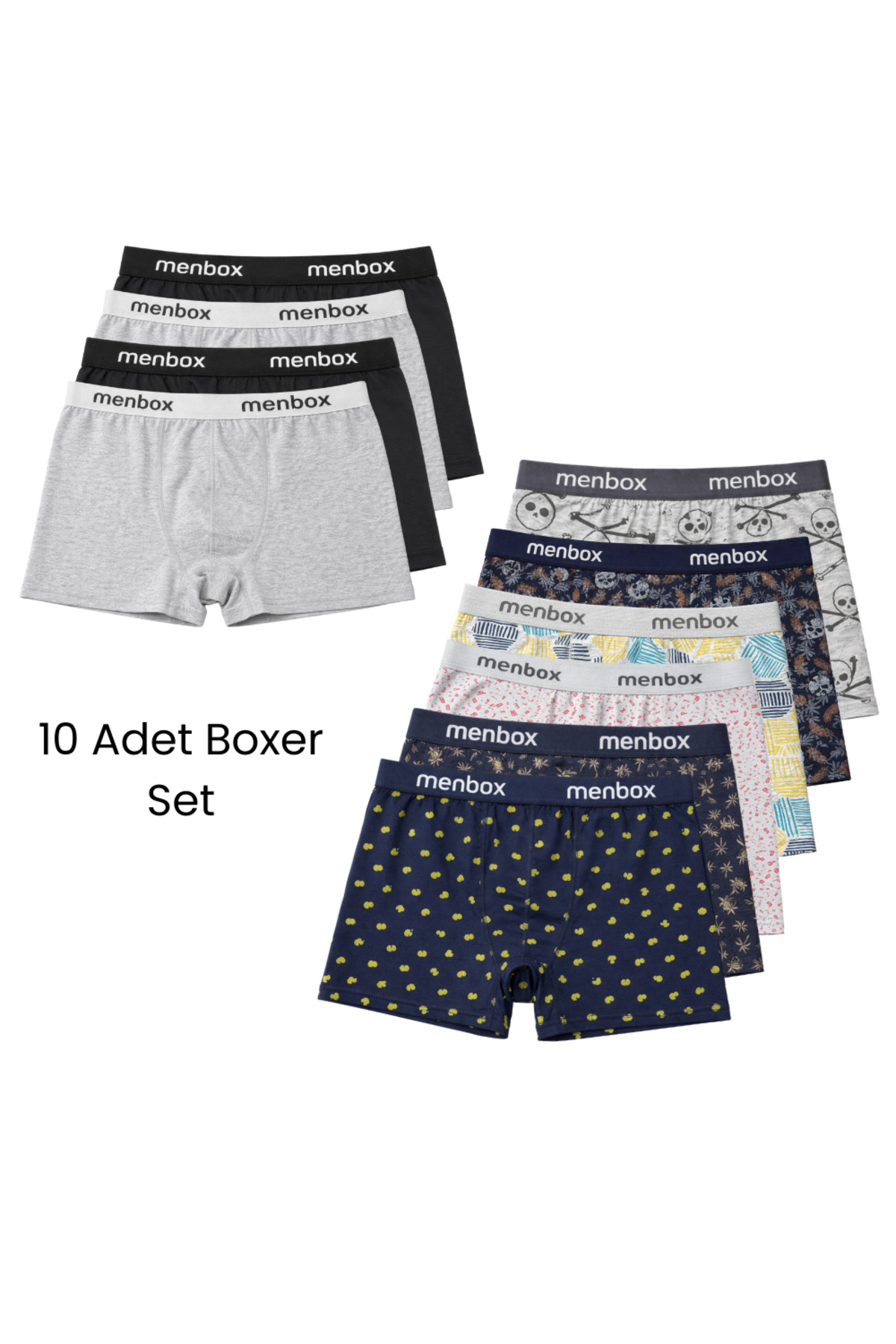 MENBOX  Erkek 10'lu Desenli Likralı Esnek Boxer Set - Görsel 2
