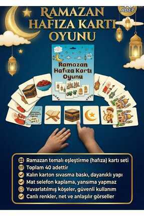 PARTİ AŞKI Ramazan Temalı Hafıza Oyun Kartı &40 Adet&Çocuklar İçin Eğlenceli ...