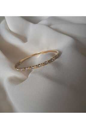 Carenzo Taşlı Gold Renk Kelepçeli Çelik Bileklik