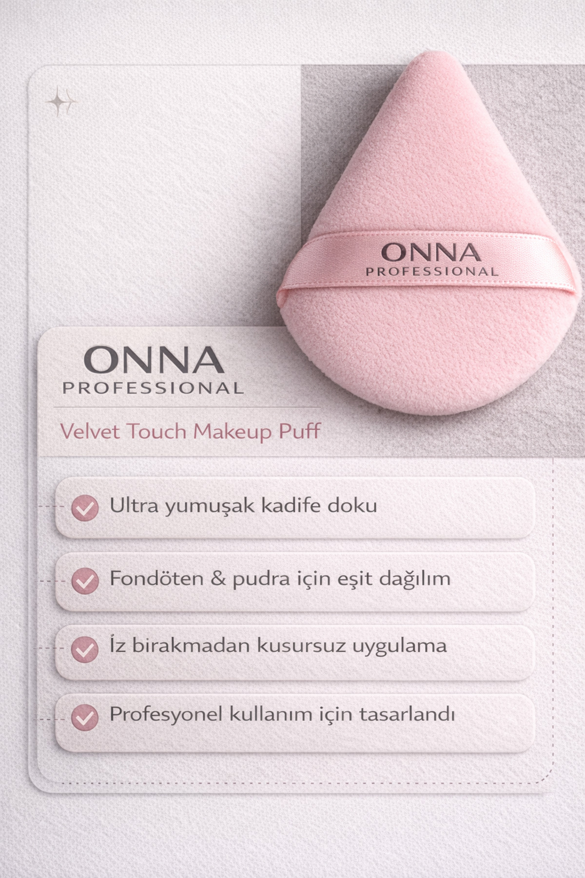 ONNA PROFESSIONAL Kadife Makyaj Süngeri |Velvet Touch Makeup Puff - 1 Adet — ONNA-PUFF