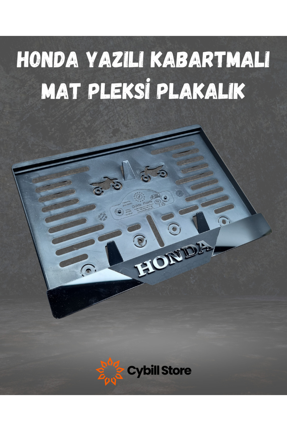 CybillStore HONDA Kabartmalı Mat Motosiklet Pleksi Plaka Altı Mat
