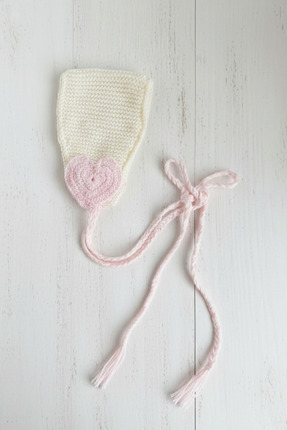 Wilka El Örgüsü Sophie Scarf Mini Bebek/ Çocuk Bere/ Şapka – Pembe kalp