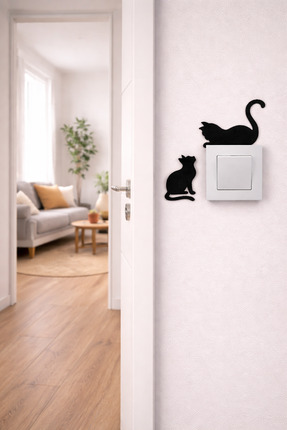Konuk Decor Sevimli Kedi Kombinli Işık Anahtarı Çerçevesi