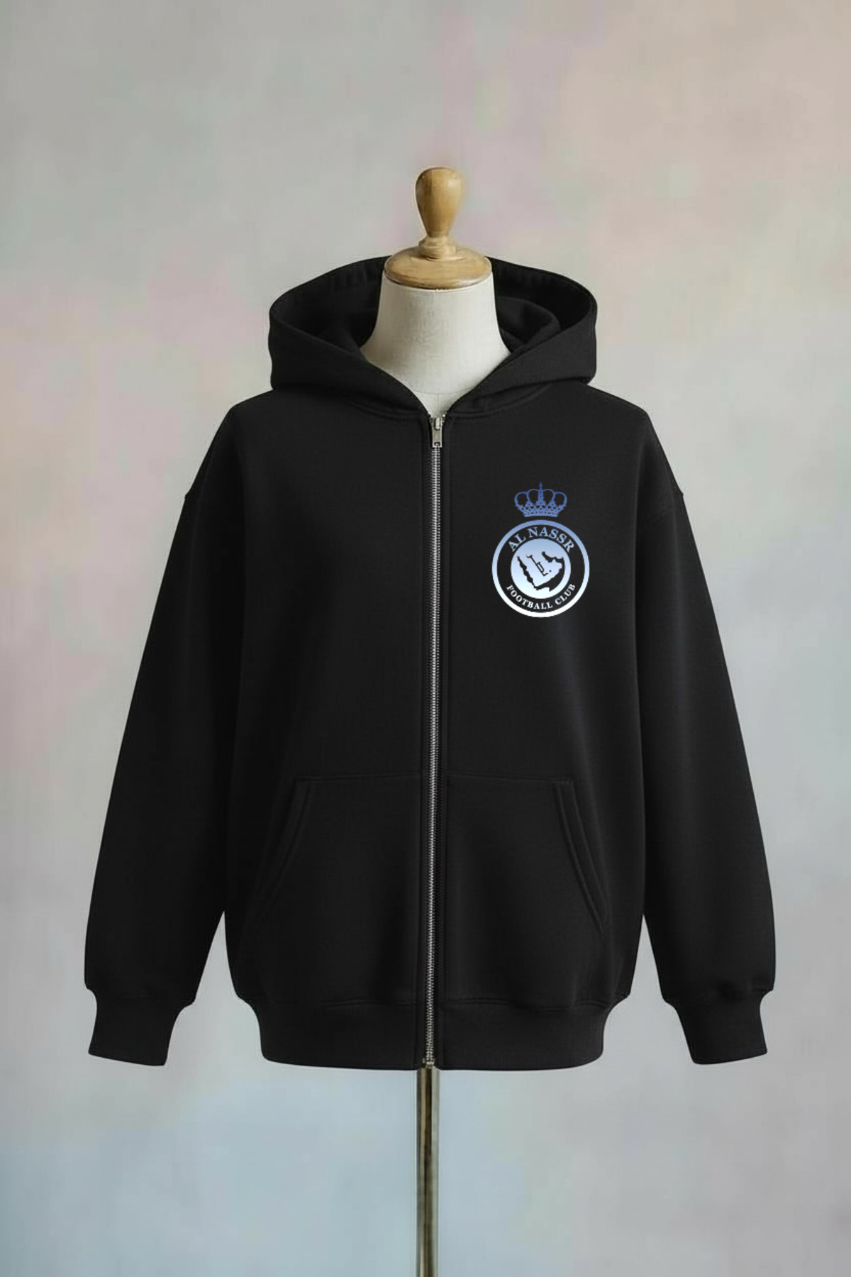 Vordevia Al Nassr Fc Printed Zippered Hooded Oversize Sweatshirt
