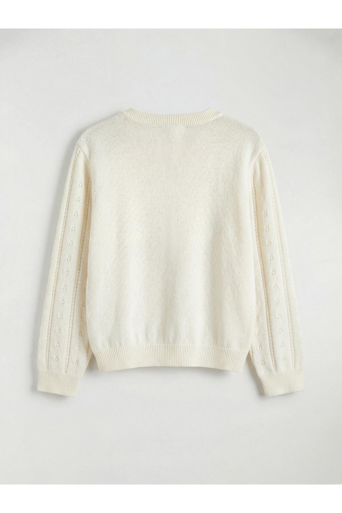 LC Waikiki Meral Collection Ekru Bisiklet Yaka Çiçekli Kız Çocuk Triko Hırka fotoğrafı 2 (önizleme)