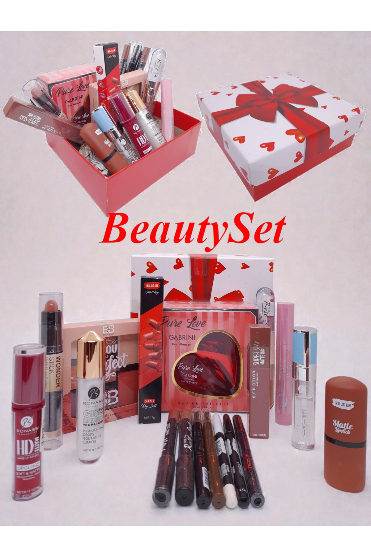 BeautySet Super Make Up Hediye Makyaj Seti 19 Parça Sevgililer