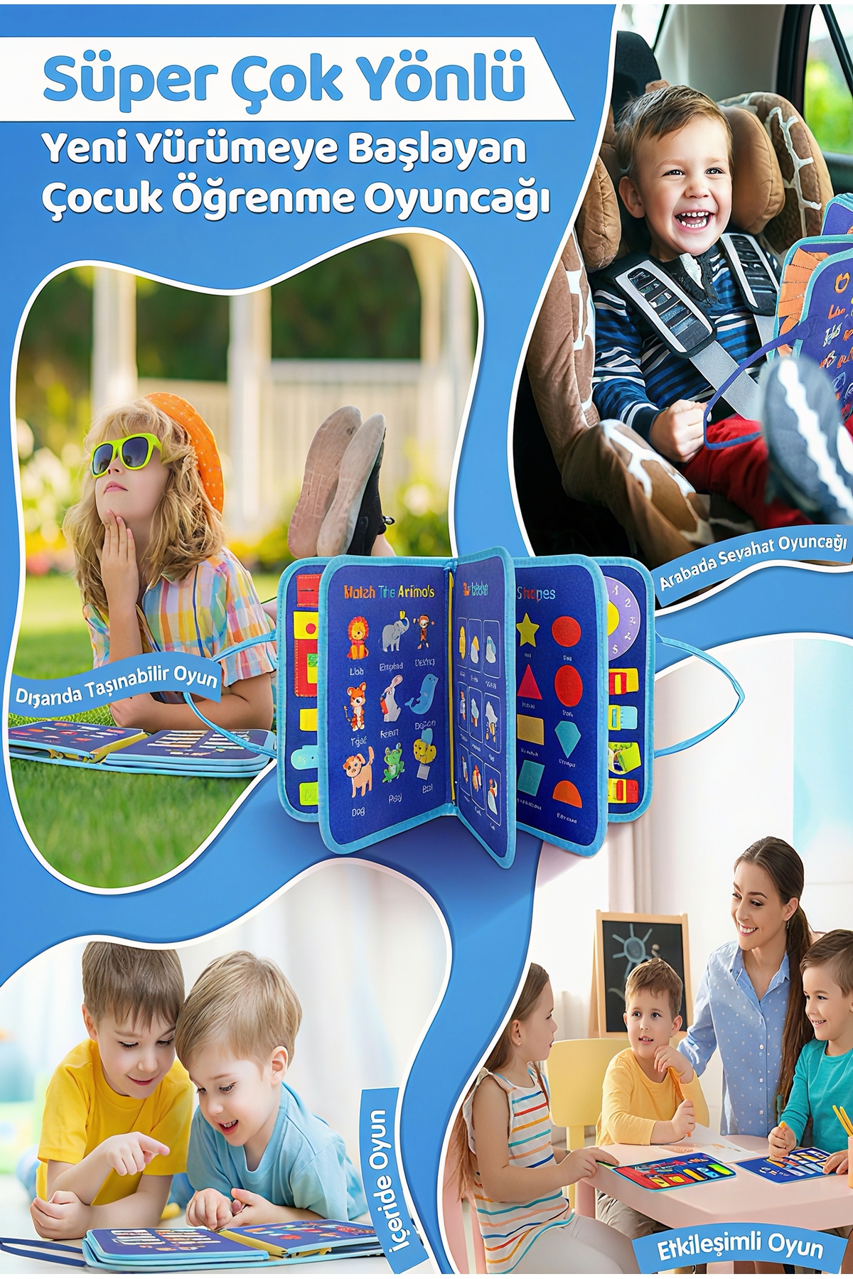 Circle Toys Montessori Keçe Aktivite Çantası – Busy Board - 8 Sayfa - Mavi fotoğrafı 3 (önizleme)