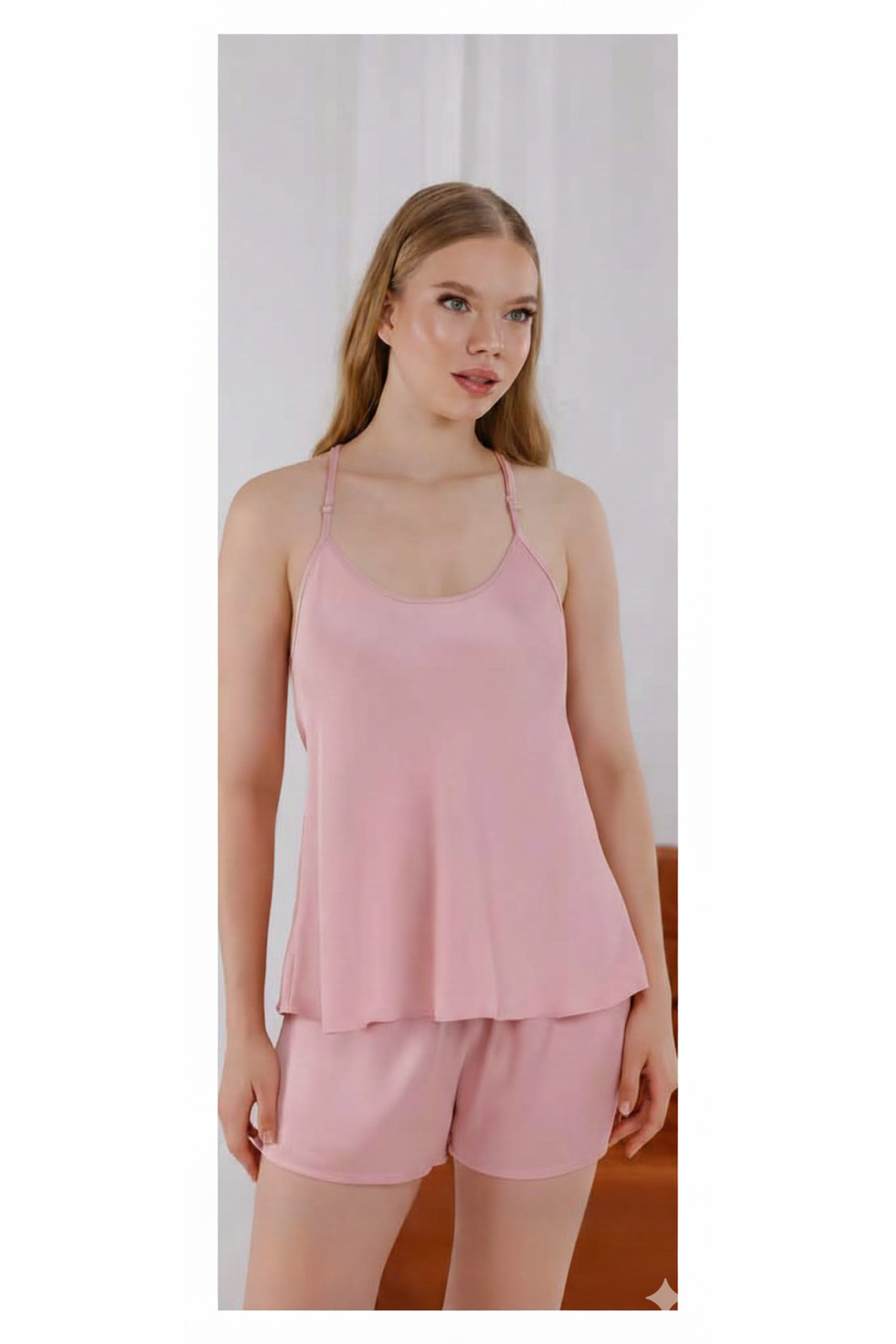 Radu store Kadın Saten ip askılı şortlu takım