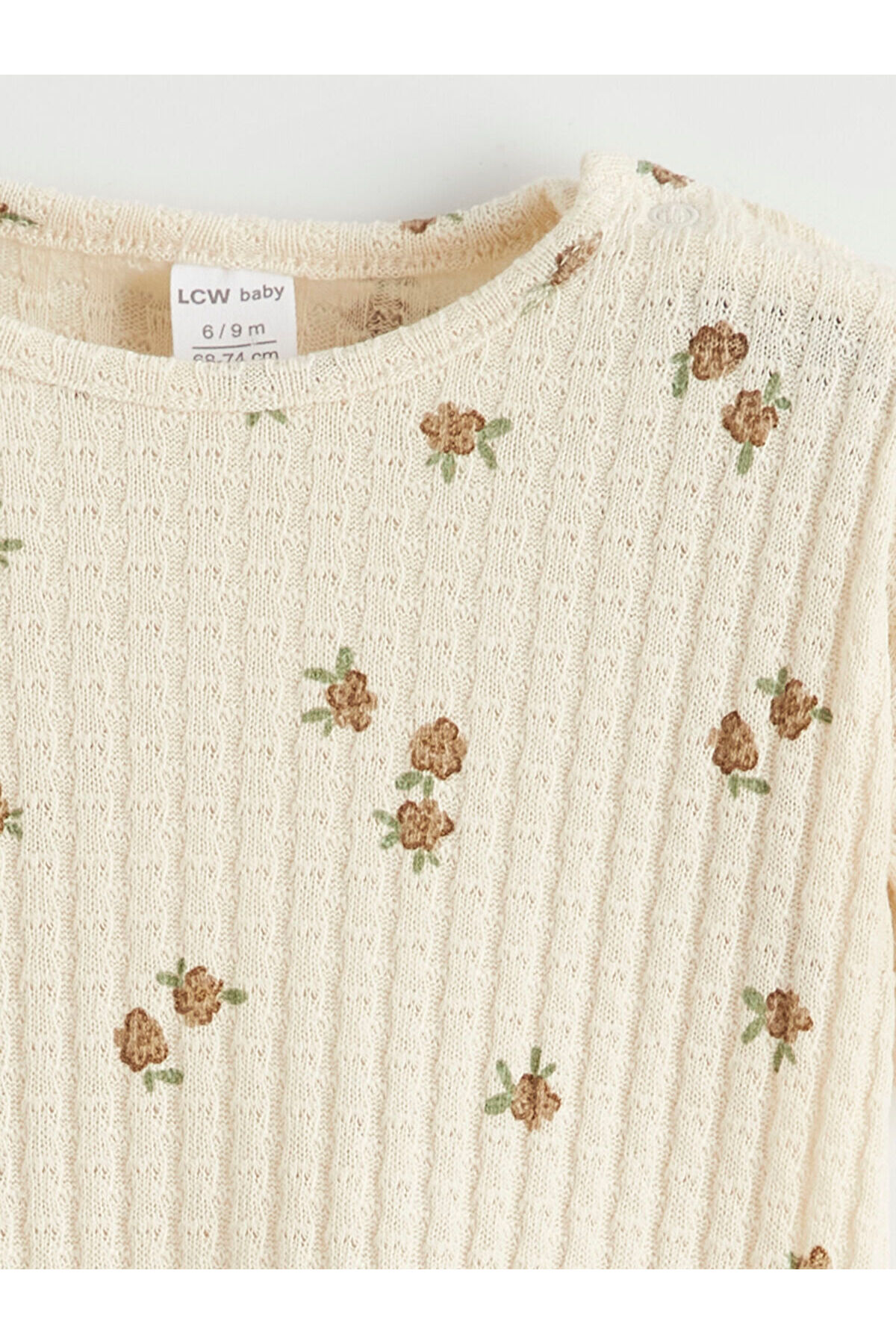 LC Waikiki Ekru Bisiklet Yaka Çiçek Desenli Kız Bebek Bluz ve Tayt fotoğrafı 4 (önizleme)