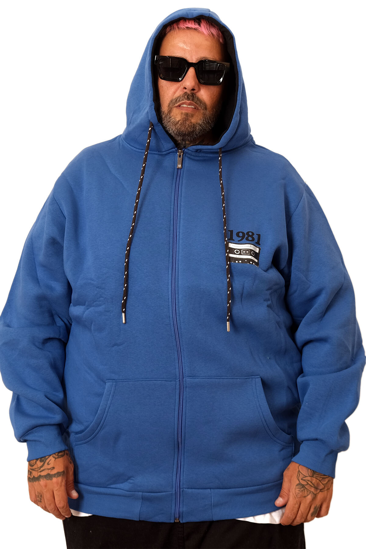 ModeXL Mode XL Büyük Beden Kapşonlu Seweat 1981 U25808 SAKS
