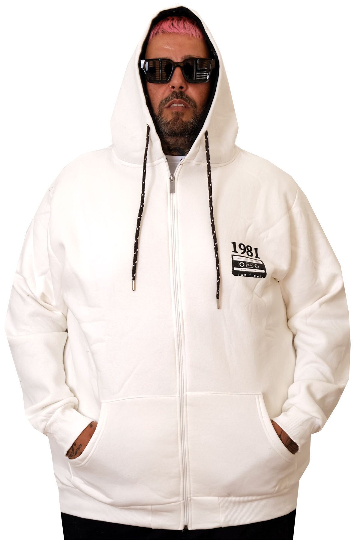 ModeXL Mode XL Büyük Beden Kapşonlu Sweatshirt 1981 U25808 EKRU