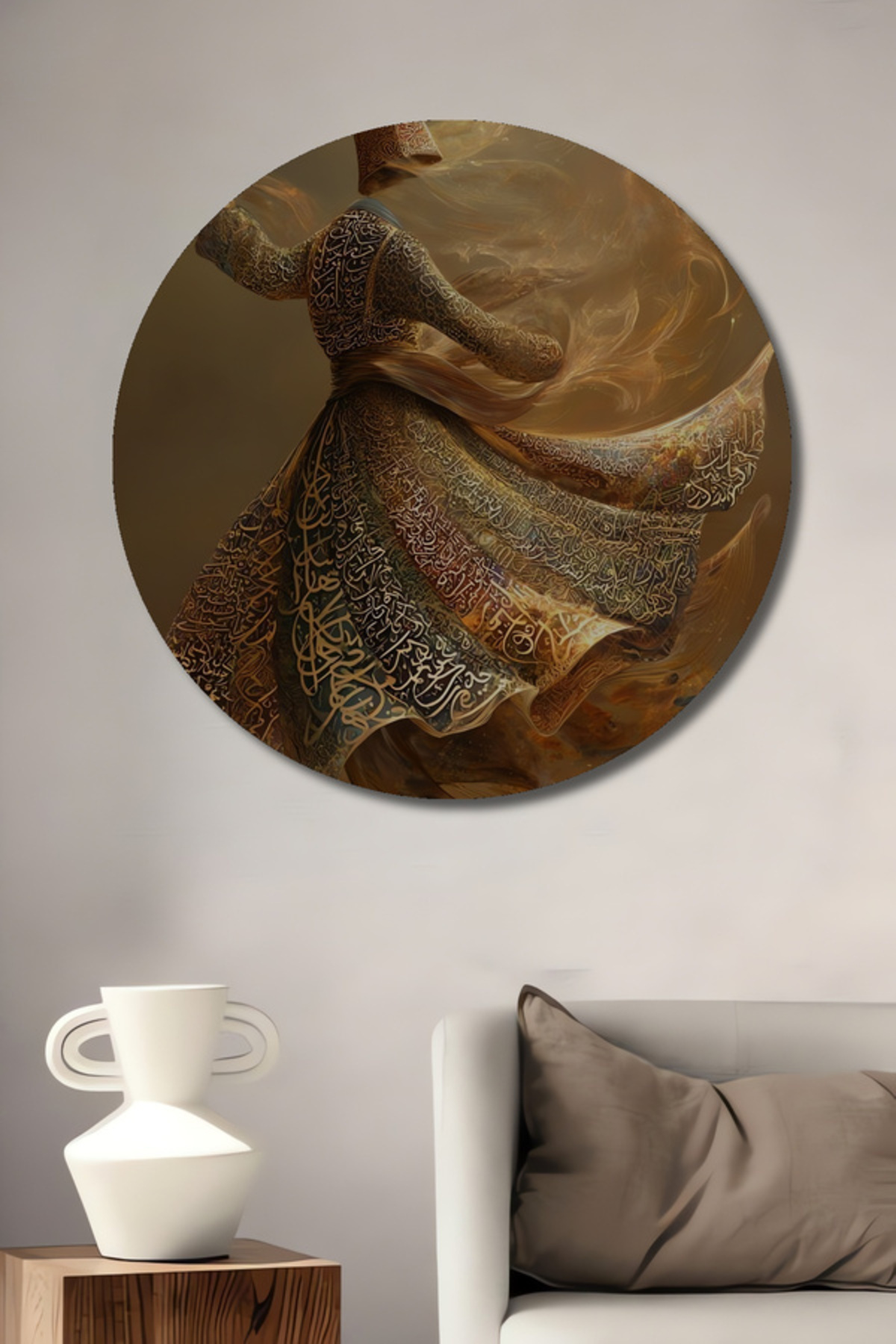Whirling Fire Oil Painting Wooden Decorative Painting Round Wall Table Wall Decor