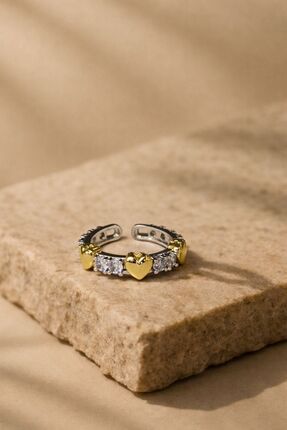 Cadera Jewelry Taşlı Kalpli Yüzük